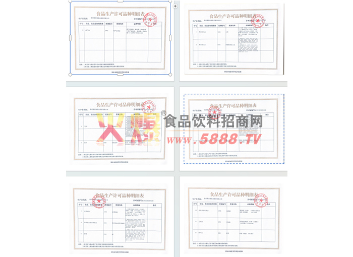 生產(chǎn)許可明細表