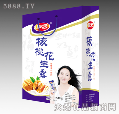 核桃花生露藍(lán)底手提袋