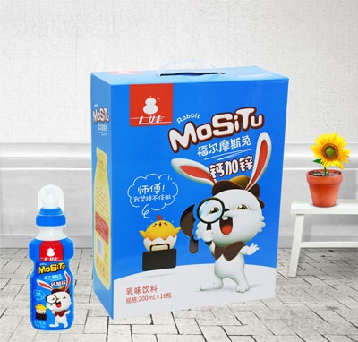 七娃福爾摩斯兔鈣加鋅乳味飲料藍(lán)瓶200mlX16瓶