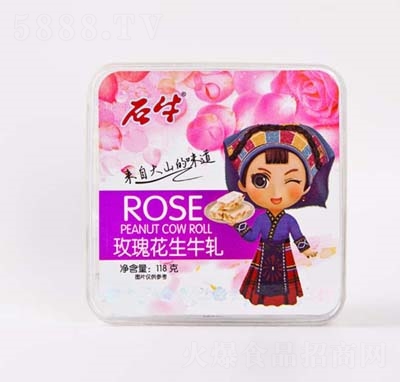 石牛玫瑰花生牛軋118克