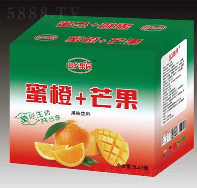山鄉(xiāng)果園蜜桃+芒果果味飲料5L箱裝
