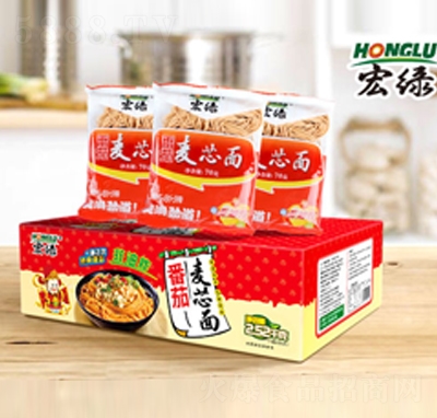 宏綠番茄麥芯面70克非油炸箱裝方便速食招商代理