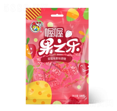 喔喔果之樂草莓果味糖108gX25袋糖果招商休閑零食