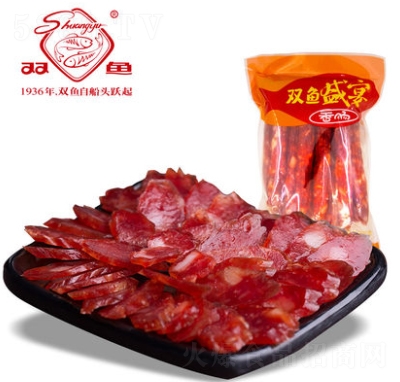 雙魚(yú)牌香腸500g靖江特產(chǎn)臘腸甜廣味風(fēng)干臘腸肉廣式豬肉腸甜味