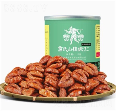 詹氏無糖椒鹽型山核桃仁118g清淡綠罐裝