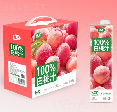 榜洋100%白桃汁1.25L×6